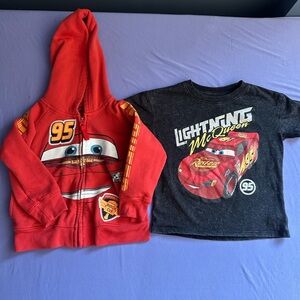 Red Cars Hoodie and Black Lightning McQueen T-Shirt